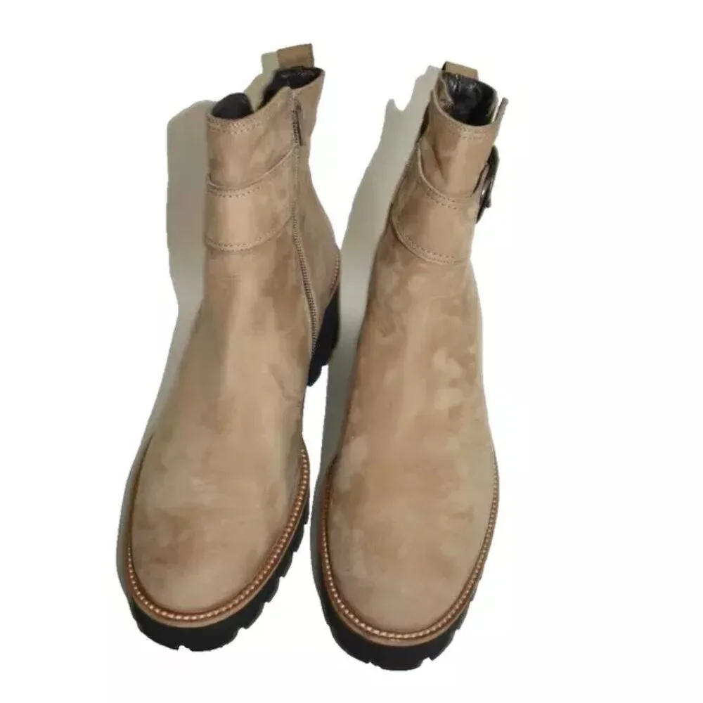 Paul Green Tan and Black Combat Boots - Picture 3 of 7